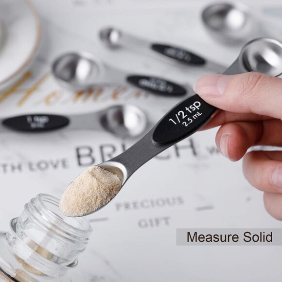 Magnetic Measuring Spoons Set of 7 Stainless Steel Dual Sided Teaspoon Tablespoo - Picture 4 of 7